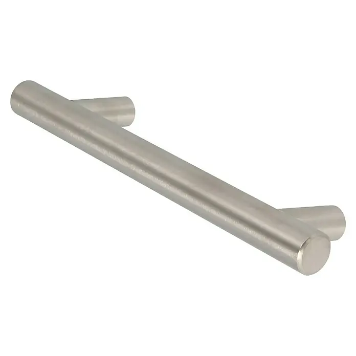 Rei Möbelgriff - Lochabstand: 96 mm, Stahl, Edelstahl, Rund, L x B x H: 136 x 12 x 32 mm - Modernes zylindrisches Möbelgriff aus gebürstetem Edelstahl.