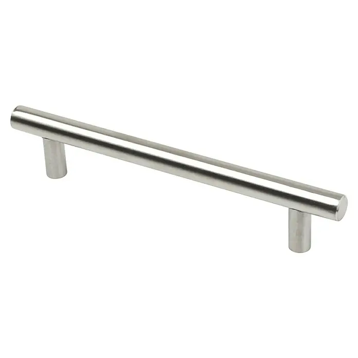 Rei Möbelgriff - Lochabstand: 160 mm, Stahl, Edelstahl, Rund, L x B x H: 168 x 12 x 32 mm - Gebürsteter Edelstahl-Stangengriff mit zylindrischen Stützen für Möbel.