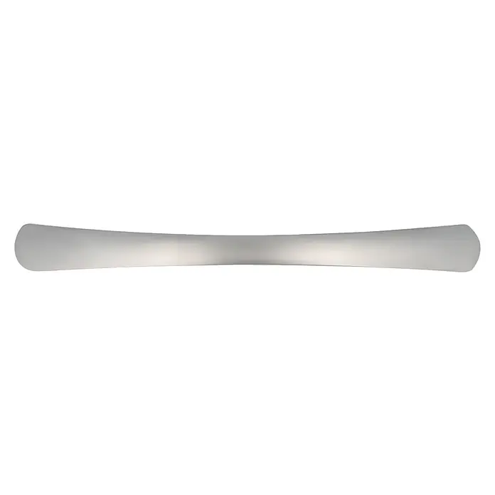 Rei Möbelgriff - Lochabstand: 128 mm, Aluminium, Matt Chrom - Hellgraue Metallstange, an den abgerundeten Enden breiter und in der Mitte schmaler.