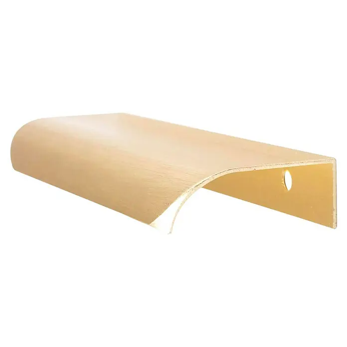 Rei Möbelgriff - Lochabstand: 96 mm, Aluminium, Messing, L x B x H: 120 x 18 x 40 mm - Hellbeiger gekrümmter U-Griff mit Montageloch.