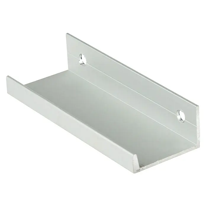 Rei Möbelgriff - Lochabstand: 64 mm, Aluminium, Silberfarben, L x B x H: 84 x 18 x 32 mm - Silbernes Aluminium-U-Profilgriff mit vorgebohrten Befestigungslöchern.
