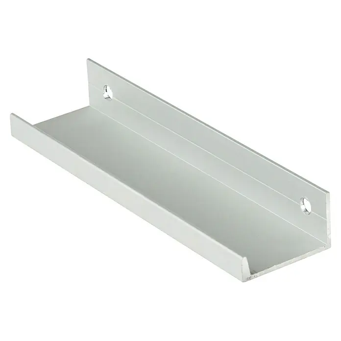 Rei Möbelgriff - Lochabstand: 96 mm, Aluminium, Silberfarben, L x B x H: 116 x 18 x 32 mm - Silbernes U-förmiges Metallprofil mit zwei vorgebohrten Löchern.