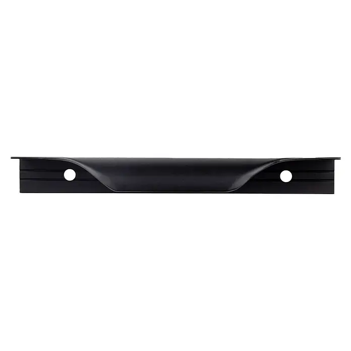 Rei Möbelgriff - Lochabstand: 96 mm, Aluminium, Schwarz, L x B x H: 131 x 22 x 41 mm - Mattschwarzer Griffmuschel mit zwei Schraubenlöchern, passend für Möbel.
