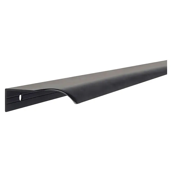 Rei Möbelgriff - Lochabstand: 256 mm, Aluminium, Schwarz - Schwarze, schlanke Griffleiste mit gebogener Grifffläche.