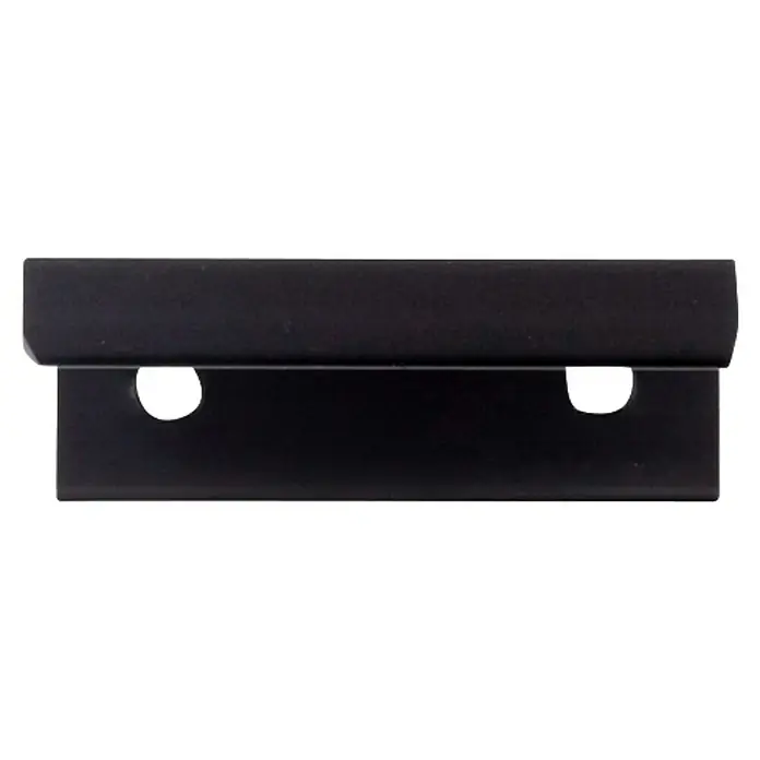 Rei Möbelgriff - Lochabstand: 32 mm, Aluminium, Schwarz, L x B x H: 50 x 18 x 32 mm - Schwarze Metallhalterung mit zwei runden Befestigungslöchern.