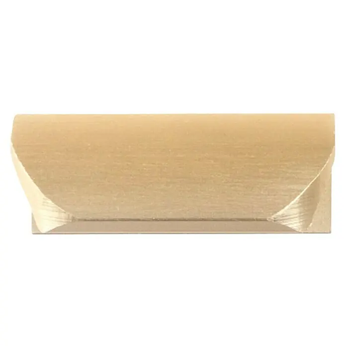 Rei Möbelgriff - Lochabstand: 32 mm, Aluminium, Messing, L x B x H: 52 x 18 x 40 mm - Messingfarbenes, rechteckiges Gleitstück mit abgeschrägten Enden.