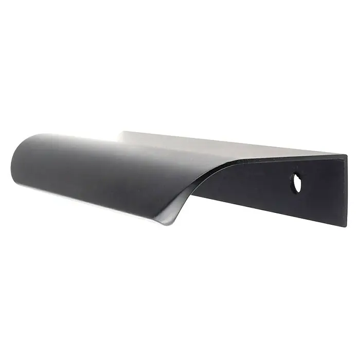 Rei Möbelgriff - Lochabstand: 96 mm, Aluminium, Schwarz, L x B x H: 120 x 18 x 40 mm - Dunkelgrauer gebogener Griff mit Befestigungsloch.