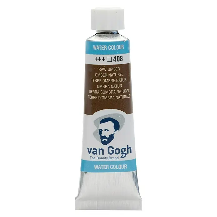 Talens Van Gogh Acuarela - Tierra sombra natural, 10 ml, Tubo - Un tubo de acuarela Van Gogh en el color "Raw Umber" (n.º 408), ideal para artistas y aficionados.