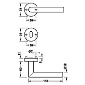 Startec Zimmertürgarnitur (Türstärke: 35 - 42 mm, Profilzylinder PZ, Edelstahl, Form Drücker: Gerade)