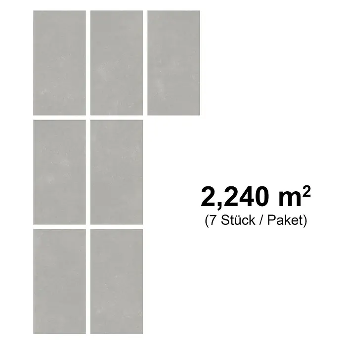 b!design Vinylboden SPC - Chiasso, Fliese, 800 x 400 x 5 mm - Hellgraue rechteckige Fliesen, 7 Stück pro Paket für 2,240 m².