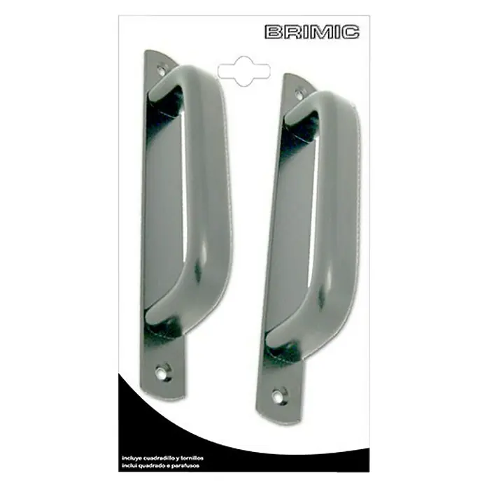 Micel Brimic Manillón Redondo - Plateado - Imagen de un par de tiradores grises BRIMIC, ideales para armarios y cajones, incluye tornillos para una fácil instalación.