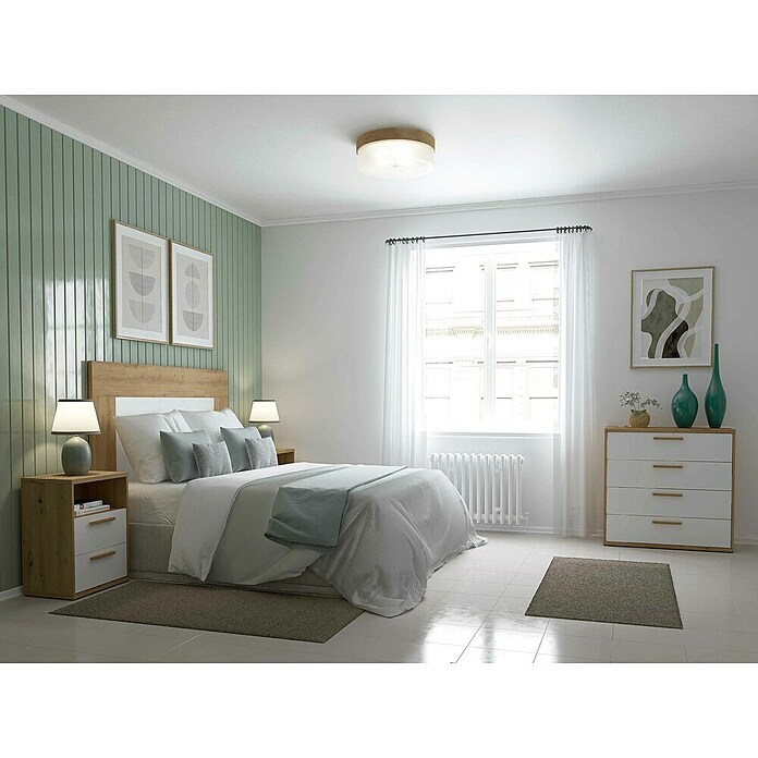 Meka Block Cabecero de cama K-875 (An x Al: 160 x 130 cm, Roble Albar/Blanco Poro) | BAUHAUS