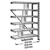 Scholz Aktenregal Anbauelement (Länge: 1.210 mm, Breite: 300 mm, Höhe: 1.920 mm, Traglast: 60 kg/Boden, Anzahl Böden: 6 Stk.)