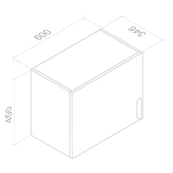 Top Element B Mueble alto de cocina sobrecampana - An x Pr x Al: 60 x 33 x 45 cm, Blanco - Ilustración de un armario compacto con dimensiones precisas, perfecto para diseños de espacios modernos.