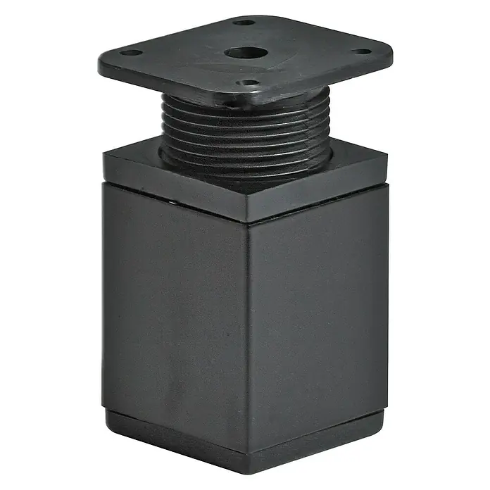 Hettich Möbelfuß - Traglast: 50 kg, Kunststoff, Höhenverstellung: 6 cm - 8 cm, Schwarz - Quadratischer, verstellbarer Möbelbein aus Metall mit Montageplatte zur Erhöhung von Möbeln.