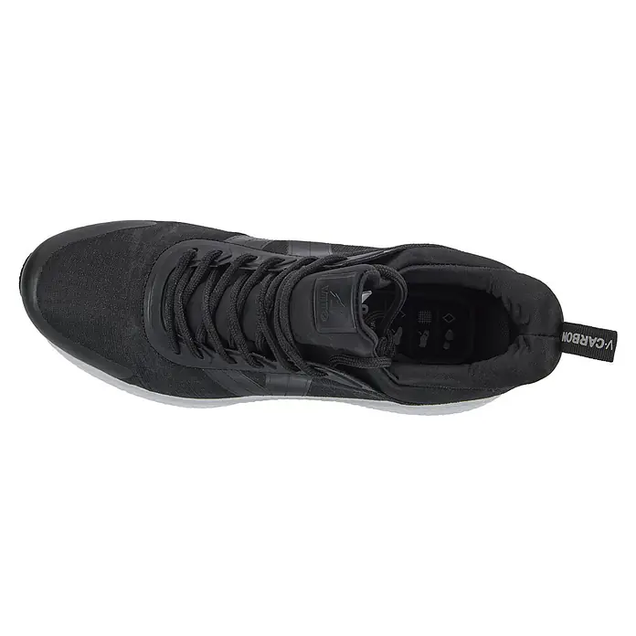 Vito Zapato bajo de seguridad V-Carbon - 46, Negro, Clase de protección según EN ISO 20345: S3 - Zapatilla deportiva negra con cordones y suela blanca, vista desde arriba, con etiqueta "V-CARBON".