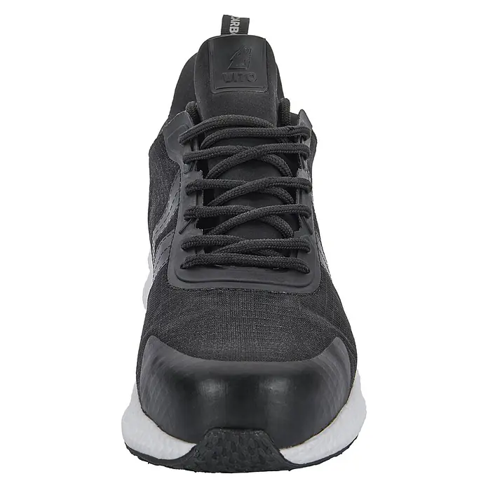 Vito Zapato bajo de seguridad V-Carbon - 46, Negro, Clase de protección según EN ISO 20345: S3 - Zapatilla VITO negra con parte superior textil, cordones negros y suela blanca.