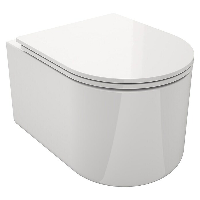 Camargue Wand-WC-Set Amsterdam (Spülrandlos, Ohne Spezialglasur, Spülform: Tief, WC Abgang: Waagerecht, Weiß) | BAUHAUS