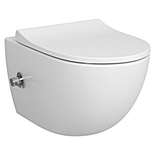 VitrA Sento Wand-Dusch-WC (Spülrandlos, Mit schmutzabweisender Glasur, Spülform: Tief, WC Abgang: Waagerecht, Weiß, Inklusive Armatur)