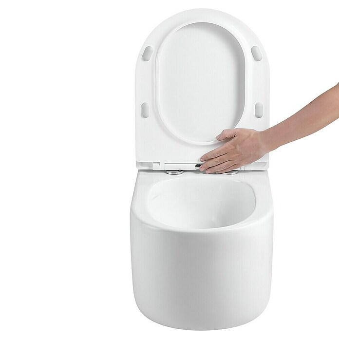 Camargue Wand-WC-Set Amsterdam (Spülrandlos, Ohne Spezialglasur, Spülform: Tief, WC Abgang: Waagerecht, Weiß) | BAUHAUS