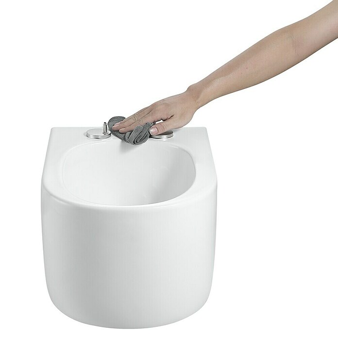 Camargue Wand-WC-Set Amsterdam (Spülrandlos, Ohne Spezialglasur, Spülform: Tief, WC Abgang: Waagerecht, Weiß) | BAUHAUS