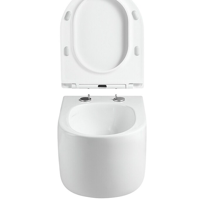 Camargue Wand-WC-Set Amsterdam (Spülrandlos, Ohne Spezialglasur, Spülform: Tief, WC Abgang: Waagerecht, Weiß) | BAUHAUS