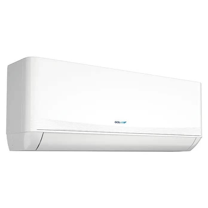 Ocelair Aire acondicionado Inverter Plus 12 - 3.500 W, 3.800 W, Tamaño de la estancia: 20 m² - 35 m² - Unidad interior de aire acondicionado blanca de pared con logo OCELAIR, para enfriar y calentar habitaciones.