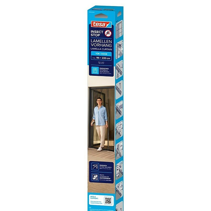 Tesa Insect Stop Insektenschutzgitter (B x H: 90 x 220 cm, Weiß, Klettbefestigung, Tür)