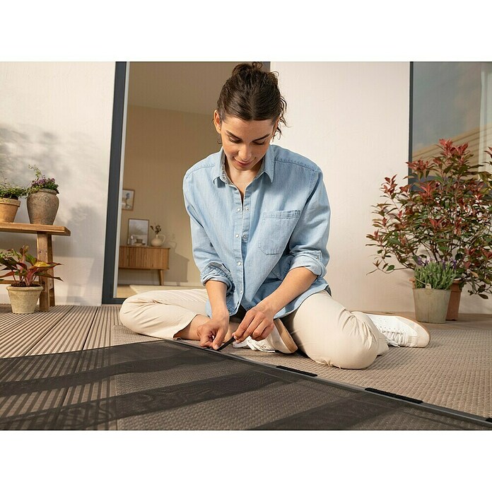 Tesa Insect Stop Horgaas (b x h: 95 x 220 cm, Antraciet, Klittenbandbevestiging, Deur)