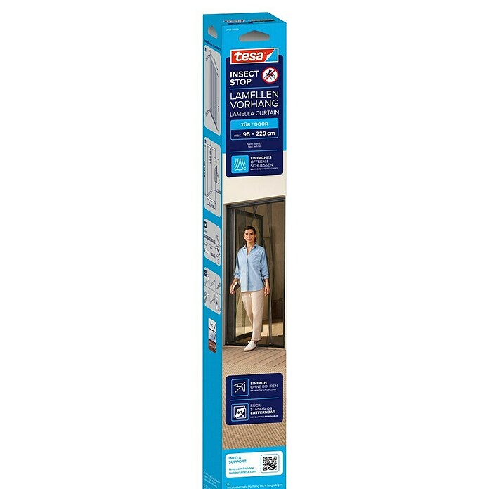 Tesa Insect Stop Insektenschutzgitter (B x H: 90 x 220 cm, Weiß, Klettbefestigung, Tür)