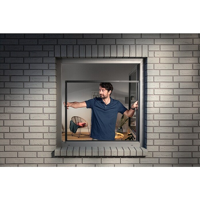 tesa Insektenschutzgitter (Verstellbarkeit: 80 x 80 cm - 140 x 140 cm, Farbe Rahmen: Weiß, Klemmbefestigung, Fenster)