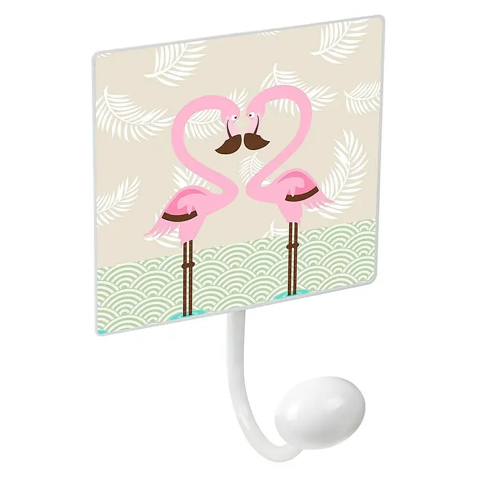 Nesu Gancho para colgar Flamencos - Número de ganchos: 1 ud., L x An x Al: 10 x 15,5 x 7 cm - Perchero de pared decorativo con diseño de flamenco, ideal para habitaciones infantiles o baños, utilizado para colgar toallas o ropa.