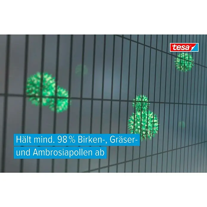 Tesa Insect Stop Pollenschutzgitter Pollen Protection - B x H: 130 x 150 cm, Montage Insektengitter: Ankletten, Anthrazit - Tesa Pollenschutzgitter mit Gitterstruktur, blockiert mindestens 98 % Birken-, Gräser- und Ambrosiapollen.