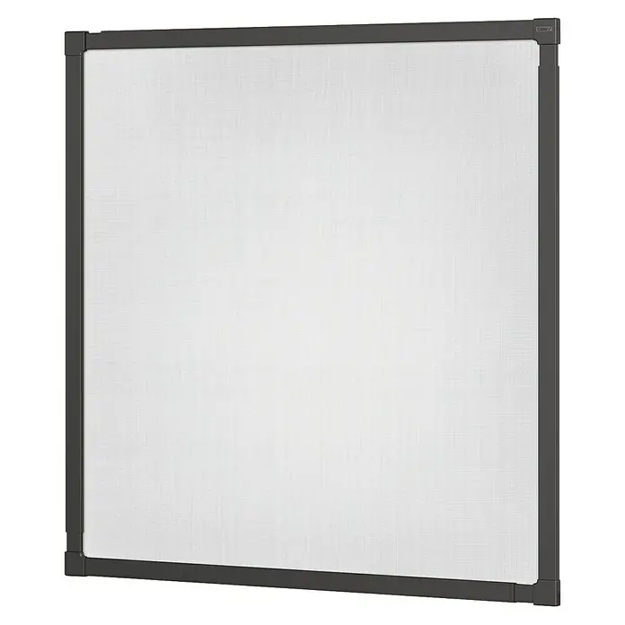 Tesa Mosquitera para ventana Falt - Antracita, Montaje de la mosquitera: Pinzas - Mosquitera rectangular con marco gris oscuro y malla blanca.