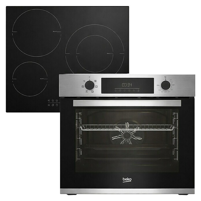 Beko Set de horno y zona de cocción BBIE12300XD (Volumen horno: 72 l, Inox/Negro) | BAUHAUS