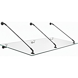 Glaszentrum Hagen Vordach Glasvordach BK Halter 230x90 cm VDB STB (230 x 90 x 75 cm, Schwarz)