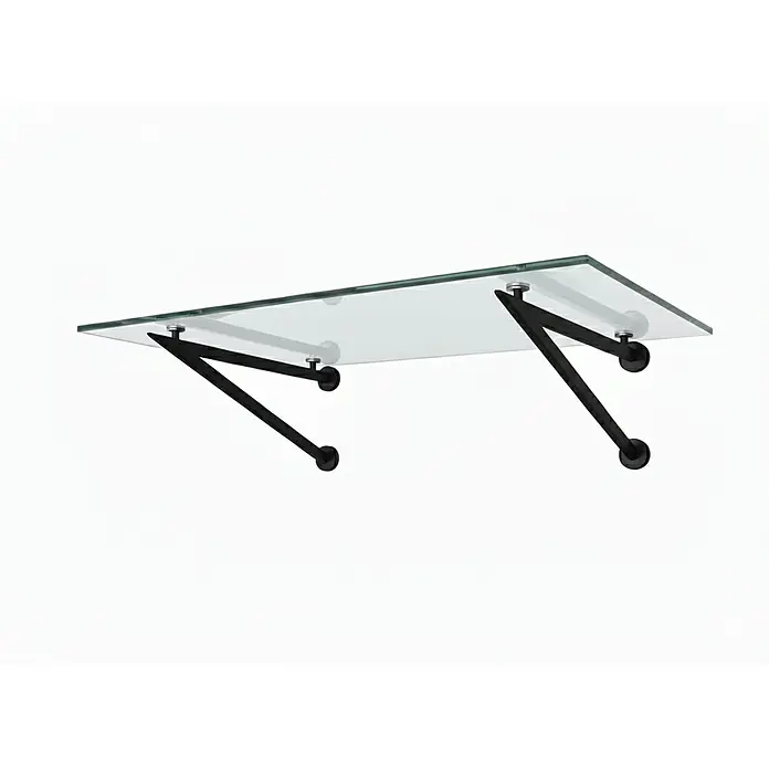 Glaszentrum Hagen Vordach Glasvordach BK Halter 190x90 cm V-Form - 190 x 90 x 40 cm, Schwarz