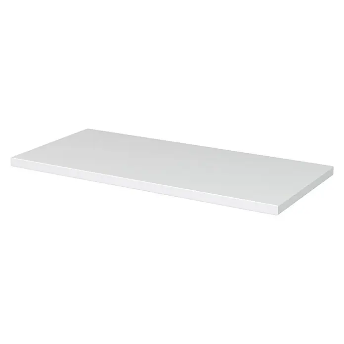 Camargue Espacio Waschtischplatte - 100 x 46 x 3,2 cm, Weiß - Eine schlichte, weiße Regalplatte auf schwarzem Hintergrund. Ideal für minimalistische Designs und moderne Inneneinrichtung.