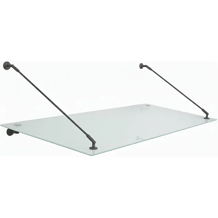 Glaszentrum Hagen Vordach Glasvordach BK Halter 120x90 cm FR STB - 120 x 90 x 75 cm, Schwarz