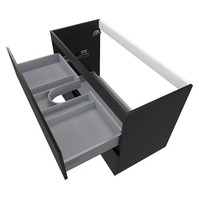 Camargue Espacio Waschtischunterschrank100 x 46 x 60 cm, 2 Schubkästen, Gama anthrazit matt - Schwarzer Waschtischunterschrank mit zwei Schubladen, ideal für das Badezimmer. Der Schrank bietet viel Stauraum.