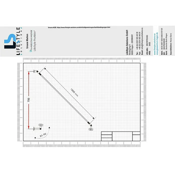 Glaszentrum Hagen Vordach - 130 x 90 x 75 cm, Anthrazit RAL7016