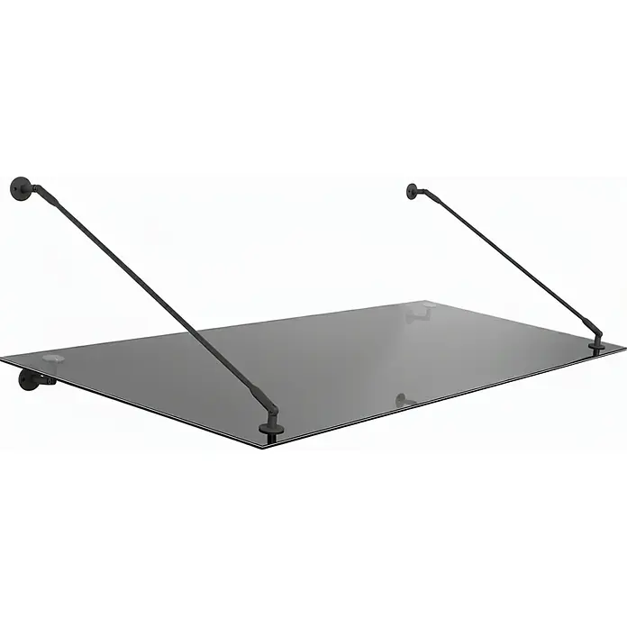 Glaszentrum Hagen Vordach Glasvordach BK Halter 120x90 cm GR STB - 120 x 90 x 75 cm, Schwarz