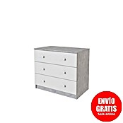 Meka Block Cómoda K-636 (L x An x Al: 48 x 80,2 x 66,9 cm, Cemento Grey/Blanco Liso, Número de cajones: 3 ud.) | BAUHAUS