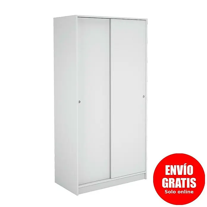 Meka Block Armario de puertas correderas K-9457 - L x An x Al: 50 x 89,6 x 180 cm, Blanco Liso - Armario blanco con dos puertas correderas.