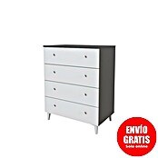 Meka Block Cómoda París (L x An x Al: 48 x 80,2 x 100,4 cm, Gris París/Blanco Liso, Número de cajones: 4 ud.) | BAUHAUS