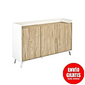 Meka Block Aparador K-504 (L x An x Al: 40 x 140 x 87,1 cm, Blanco Poro/Roble Aurora, Número de puertas: 3 ud.) | BAUHAUS
