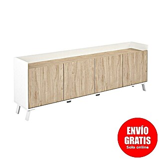 Meka Block Mueble para TV K-505 (L x An x Al: 33,5 x 180 x 63,4 cm, Blanco Poro/Roble Aurora)
