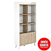 Meka Block Estantería de madera K-506 (L x An x Al: 33,5 x 80 x 171,6 cm, Blanco Poro/Roble Aurora) | BAUHAUS