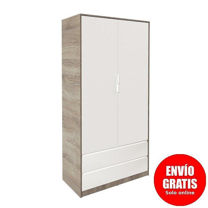 Meka Block Armario para ropa K-509 (L x An x Al: 50 cm x 100 cm x 200 mm, Roble Cortez/Blanco Liso) | BAUHAUS