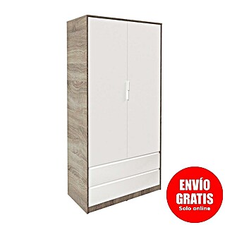 Meka Block Armario para ropa K-509 (L x An x Al: 50 cm x 100 cm x 200 mm, Roble Cortez/Blanco Liso)